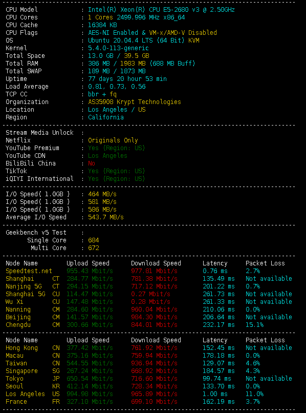 Linux 一键测试脚本，支持speedtest测速、延迟、丢包率、性能、流媒体解锁等测试-资源网